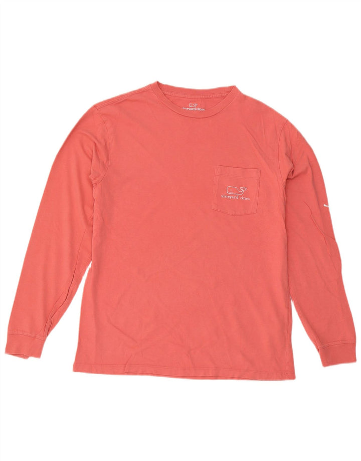 Top gráfico masculino Vineyard Vines manga comprida pequeno algodão rosa