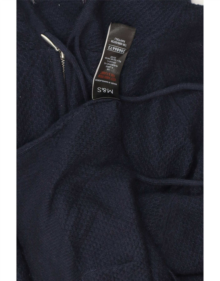 Suéter masculino Marks & Spencer com zíper e gola XL viscose azul marinho
