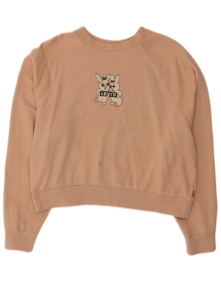 Levi's Womens Oversized Crop Graphic Moletom Jumper Reino Unido 14 Médio Rosa