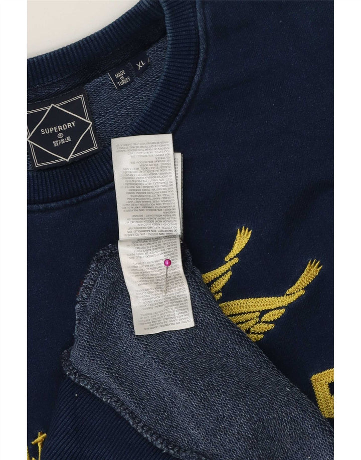 Superdry moletom gráfico masculino jumper XL azul marinho algodão