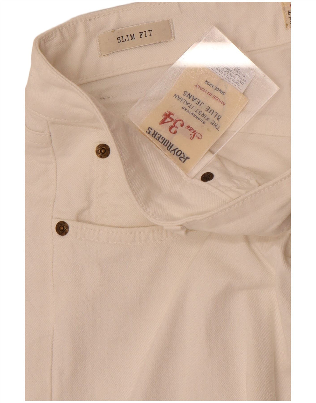 Calça jeans feminina Roy Rogers W34 L30 algodão branco