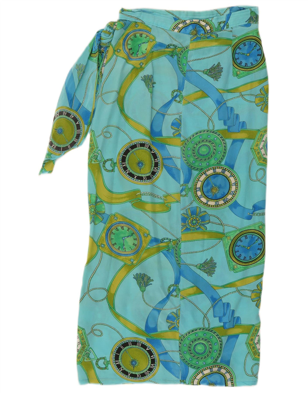 Saia feminina vintage com padrão abstrato W32 grande azul