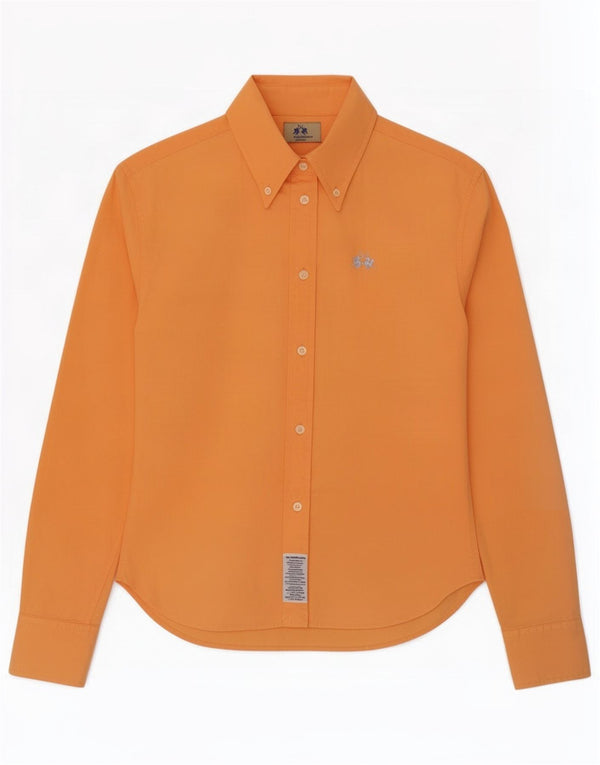 Camisa feminina La Martina UK 14 grande algodão laranja