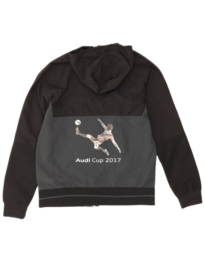 Jaqueta de chuva com capuz Adidas meninos 13-14 anos preto colorblock poliéster