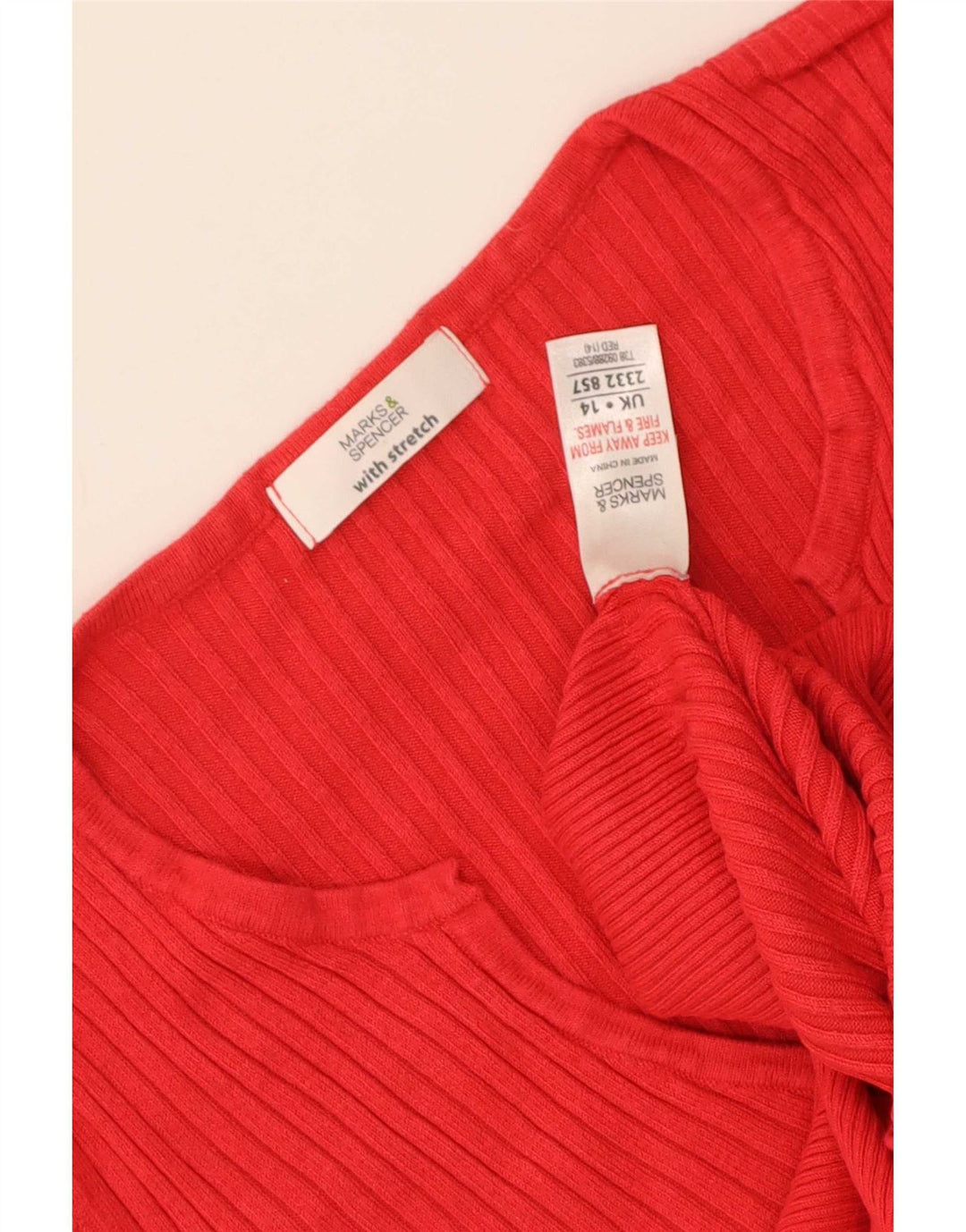 Camiseta feminina Marks & Spencer UK 14 viscose vermelha média
