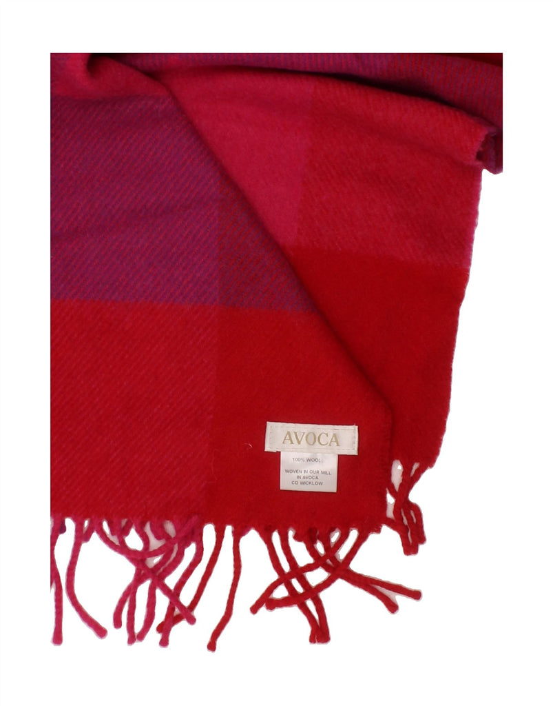 AVOCA Womens Rectangle Scarf One Size Red Check Wool Classic Vintage Avoca and Second-Hand Avoca from Messina Hembry 