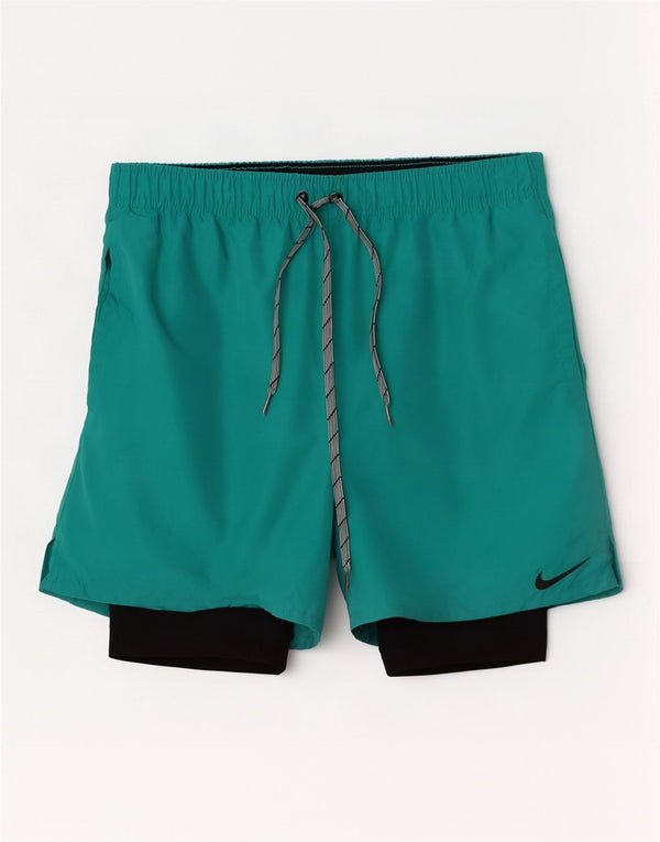 Shorts esportivos masculinos Nike médio turquesa poliéster
