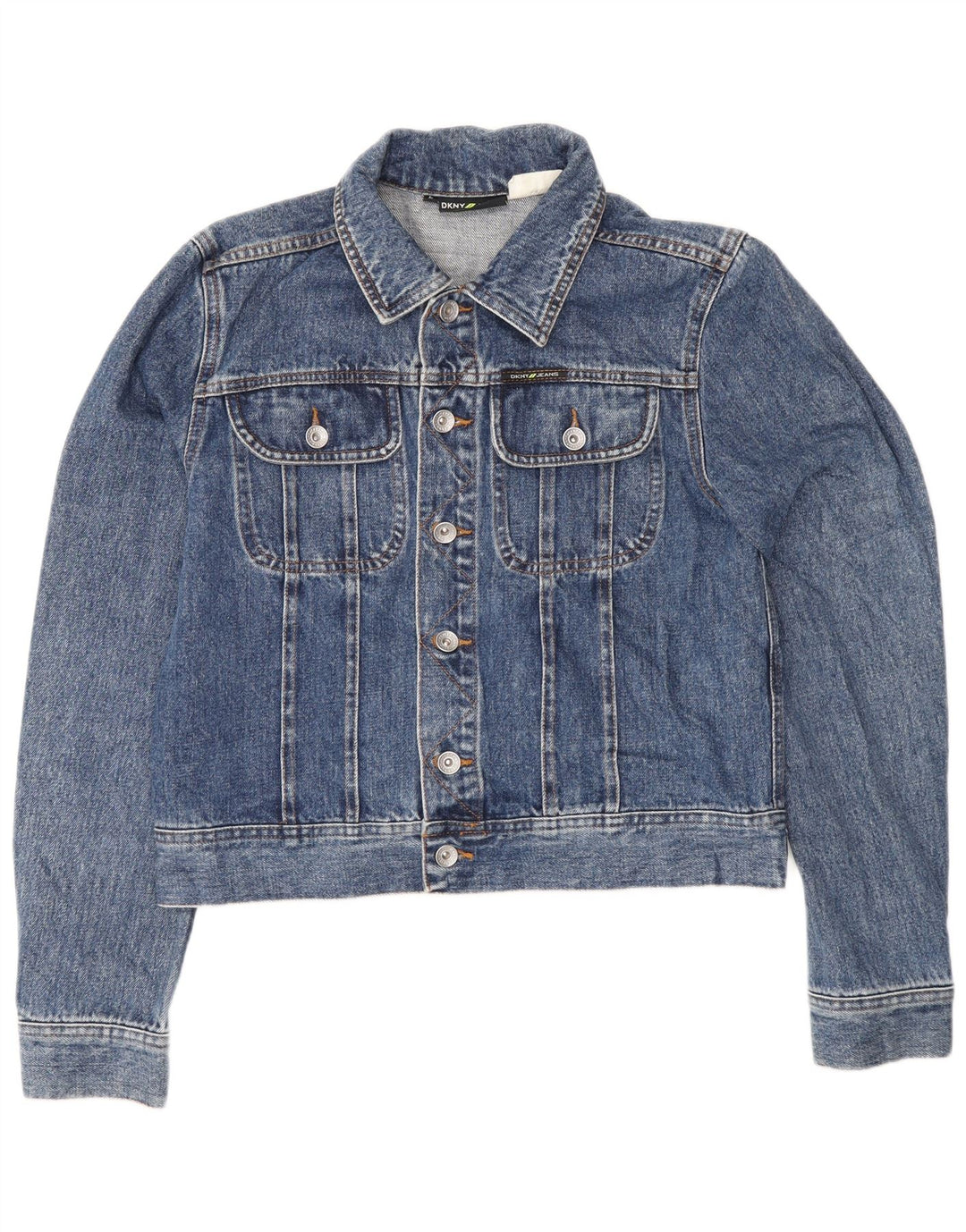 Jaqueta jeans feminina Dkny UK 14 grande algodão azul
