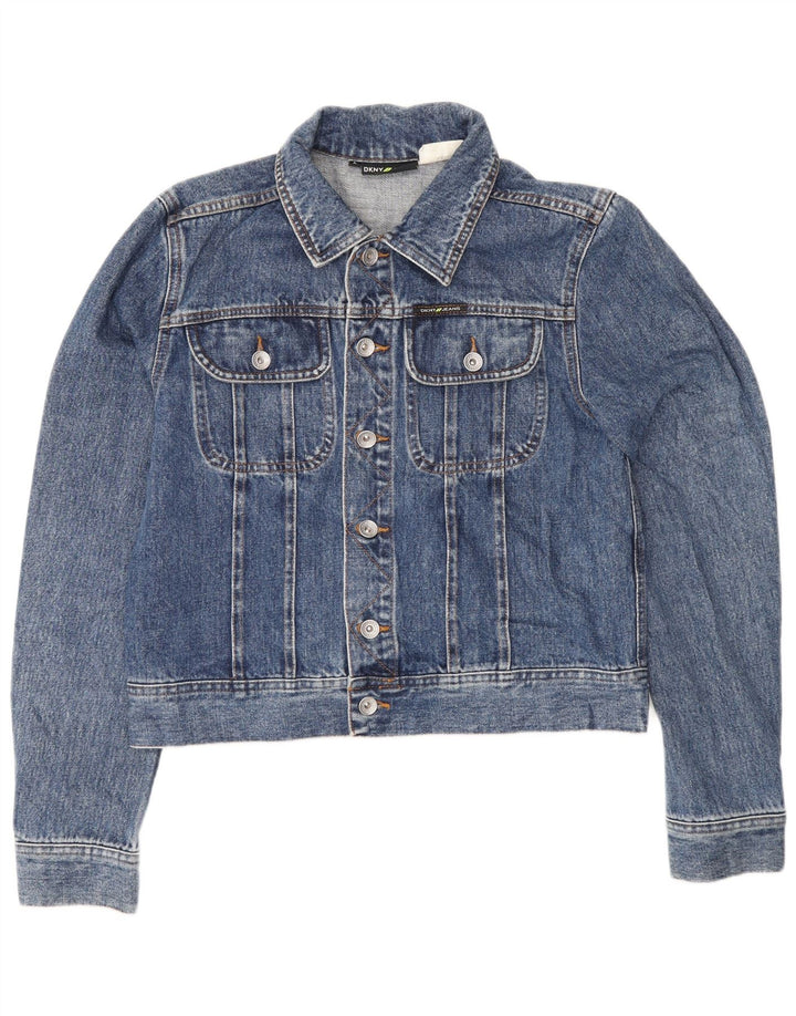 Jaqueta jeans feminina Dkny UK 14 grande algodão azul