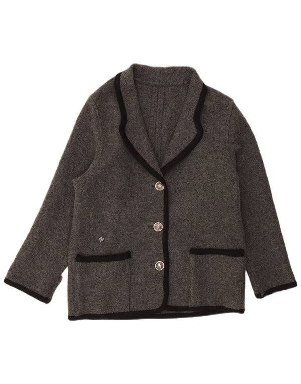 Jaqueta Blazer Vintage Feminina com 3 Botões Reino Unido 38 Cinza Médio