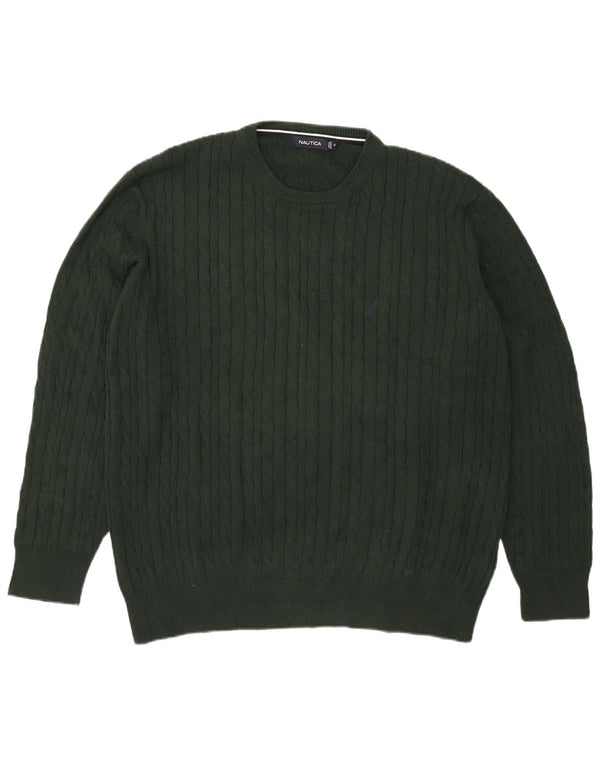 Suéter masculino Nautica com gola redonda XL algodão verde
