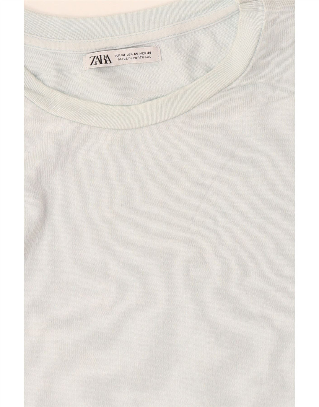 Zara Camiseta Feminina Top UK 12 Azul Médio
