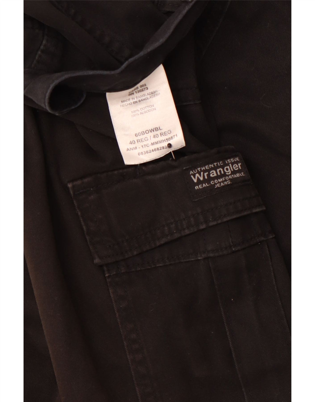 Shorts cargo masculino WRANGLER W40 XL algodão preto