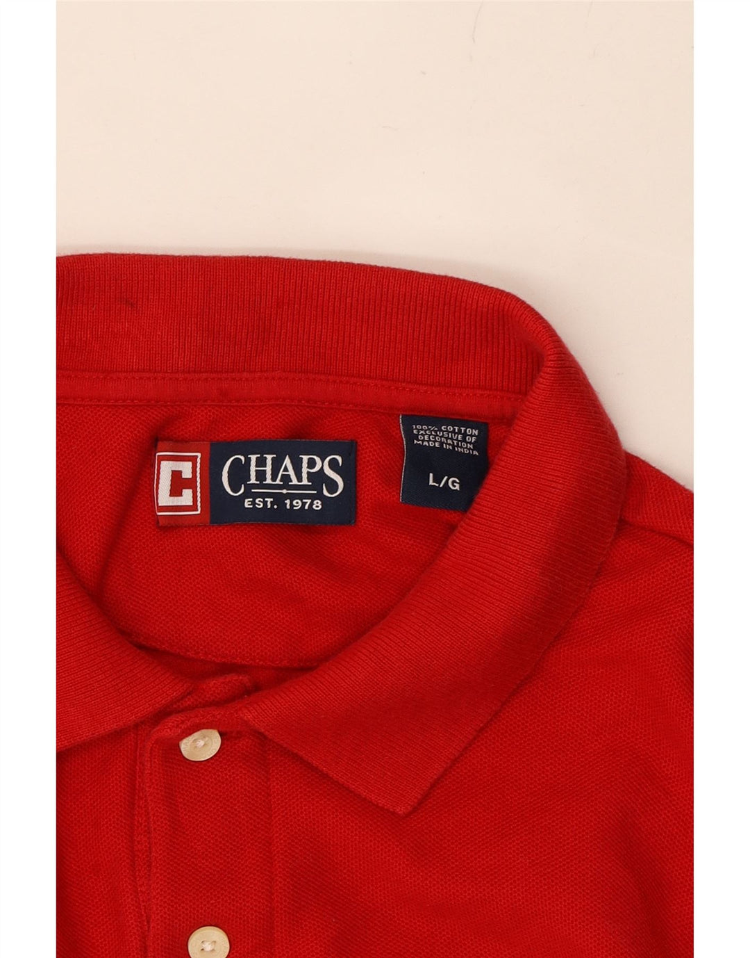 CHAPS Mens Polo Shirt Large Red Cotton Vintage Chaps and Second-Hand Chaps from Messina Hembry 
