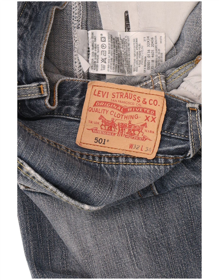 Calça Jeans Levis Masculina 501 Distressed Straight W32 L28 Azul Algodão