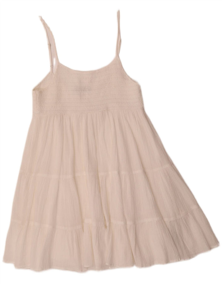 Vestido de verão feminino Zara UK 12 poliéster branco médio