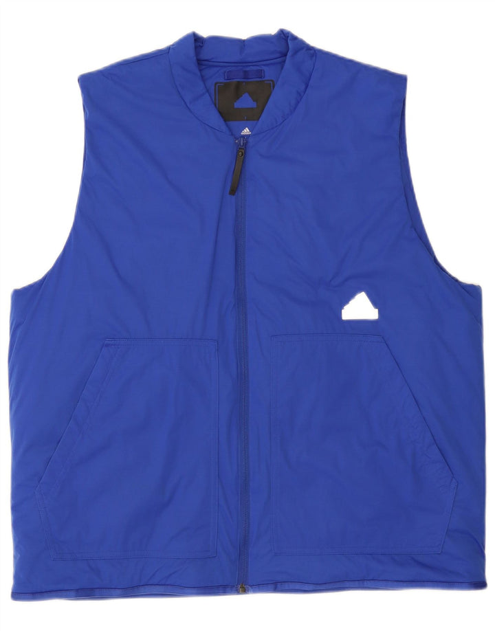 Adidas masculino sem mangas agasalho jaqueta grande azul poliamida