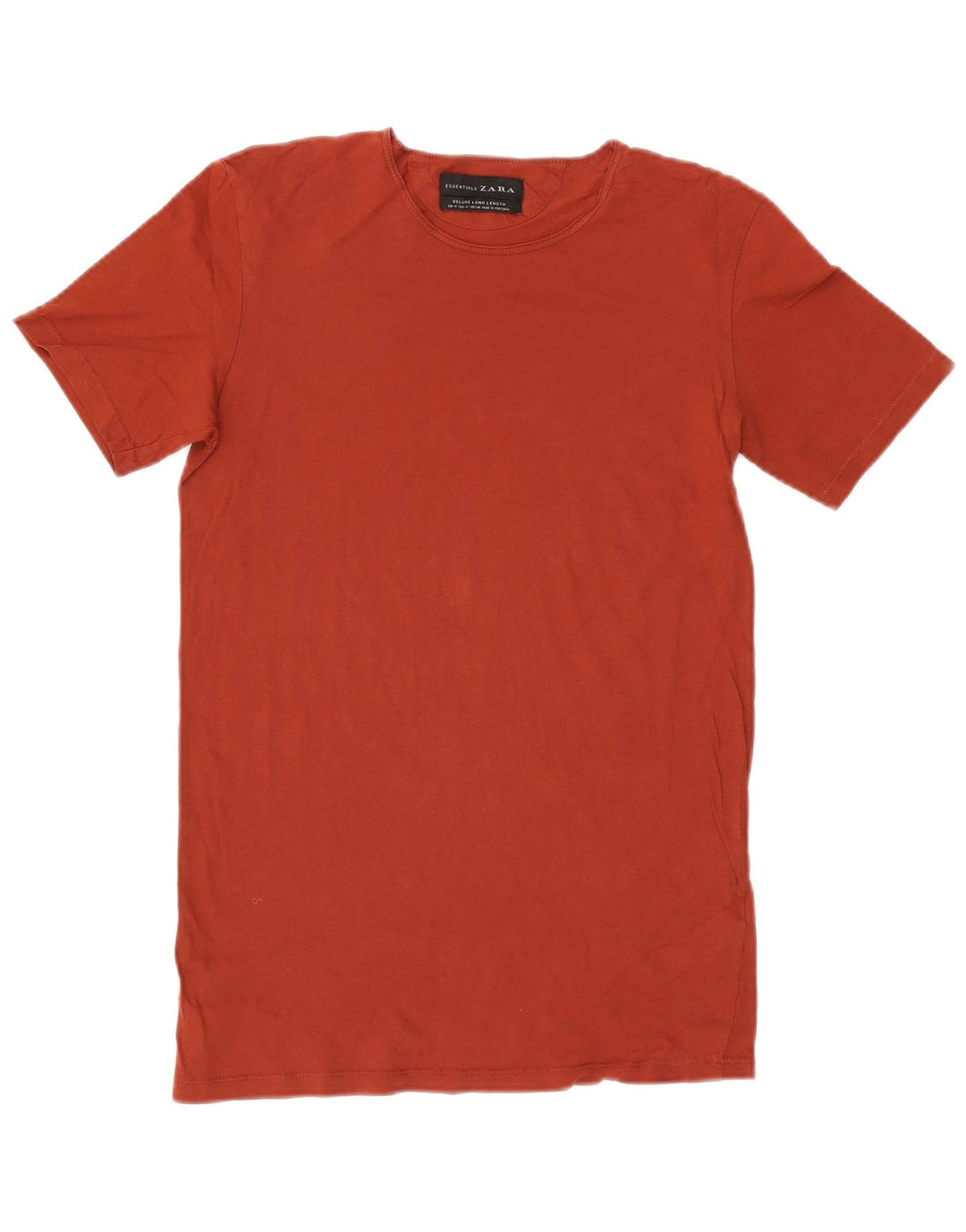 Camiseta longa feminina Zara UK 14 algodão vermelho médio