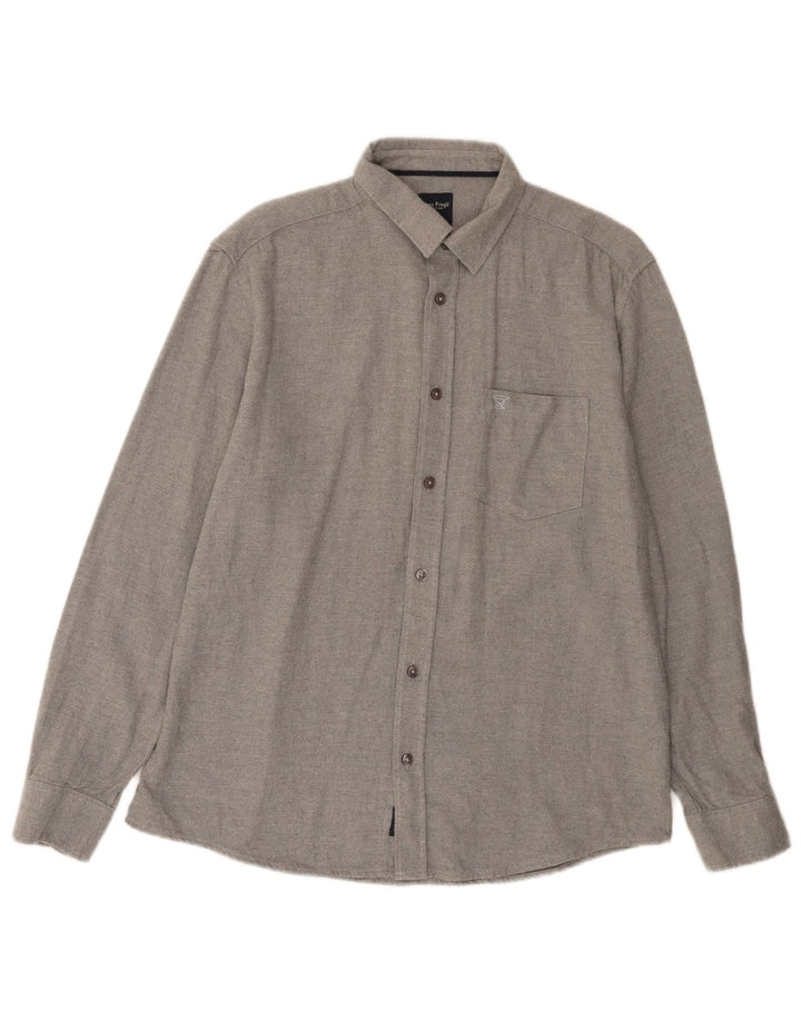 Camisa masculina de flanela James Pringle algodão cinza médio