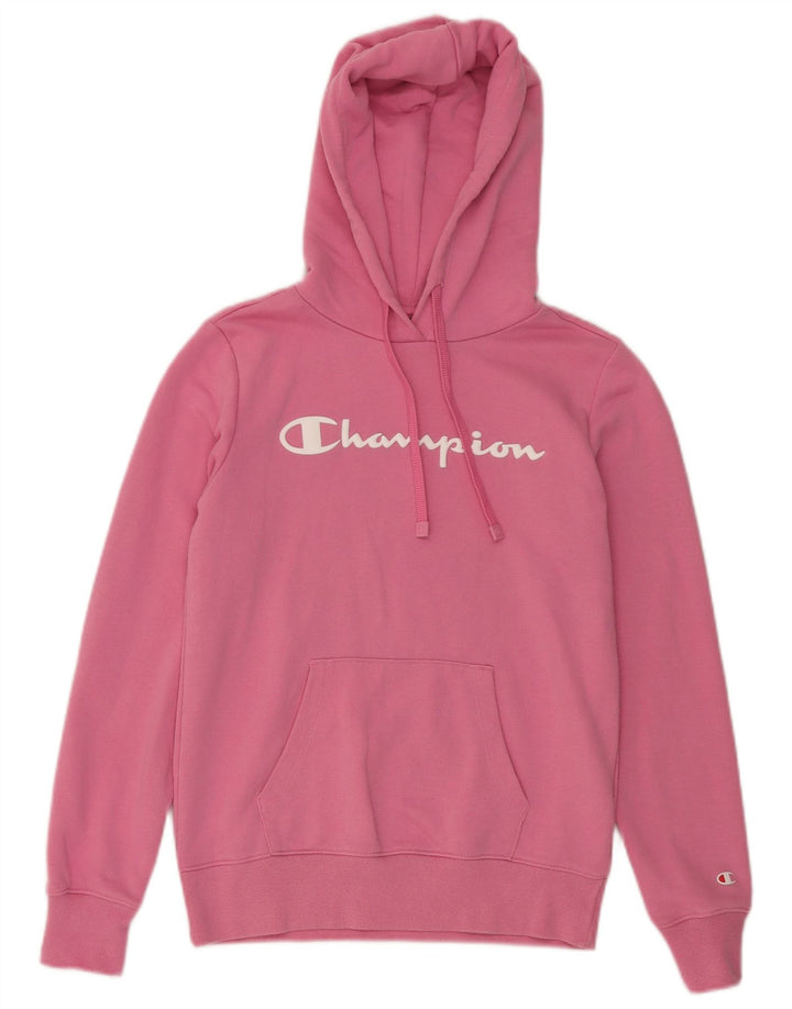 CHAMPION Suéter feminino com capuz grande e gráfico UK 6 XS algodão rosa