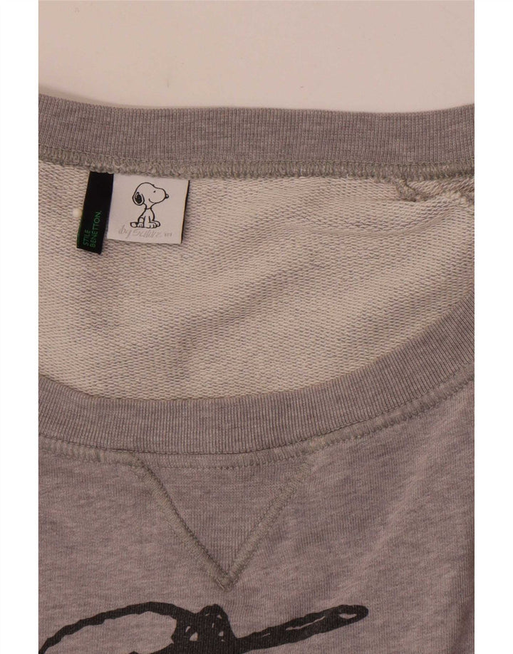 Benetton feminino Peanuts Graphic moletom jumper Reino Unido 14 cinza médio