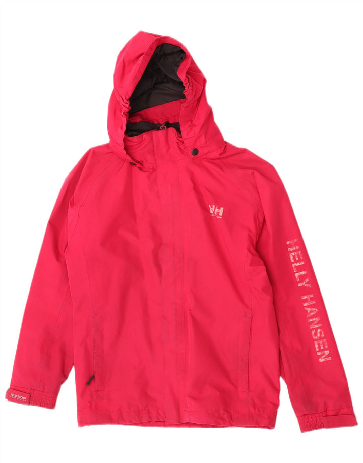 Jaqueta de chuva gráfica com capuz Helly Hansen para meninas 11-12 anos poliéster rosa