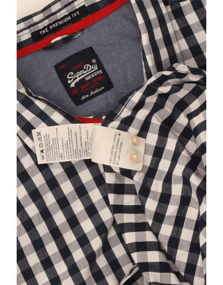Camisa masculina Superdry Loose Fit médio algodão guingão azul marinho