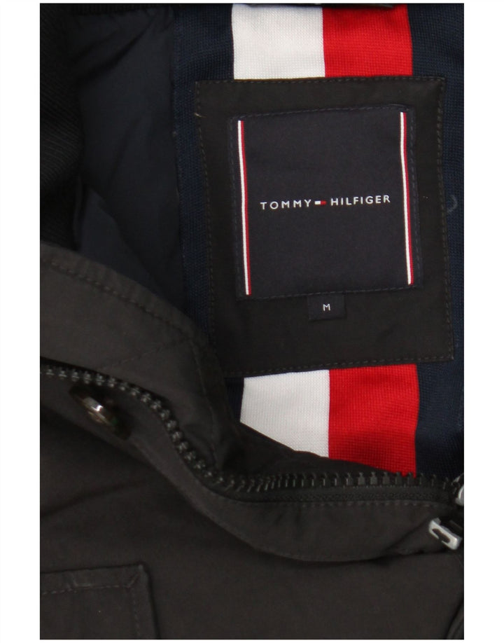 Jaqueta masculina acolchoada com capuz Tommy Hilfiger Reino Unido 38 algodão preto médio