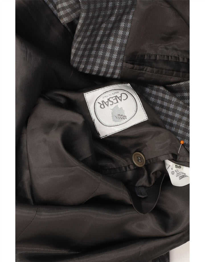 Jaqueta Blazer Masculina CAESAR com 2 Botões IT 56 XL Cinza Gingham Algodão