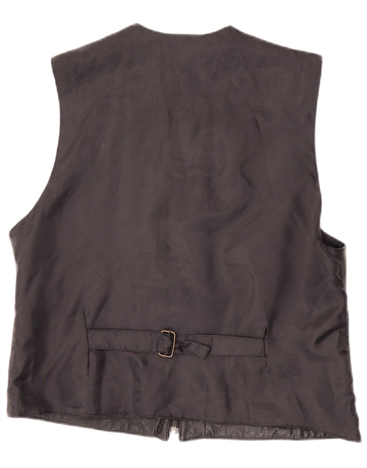 Colete de couro masculino vintage XL couro preto
