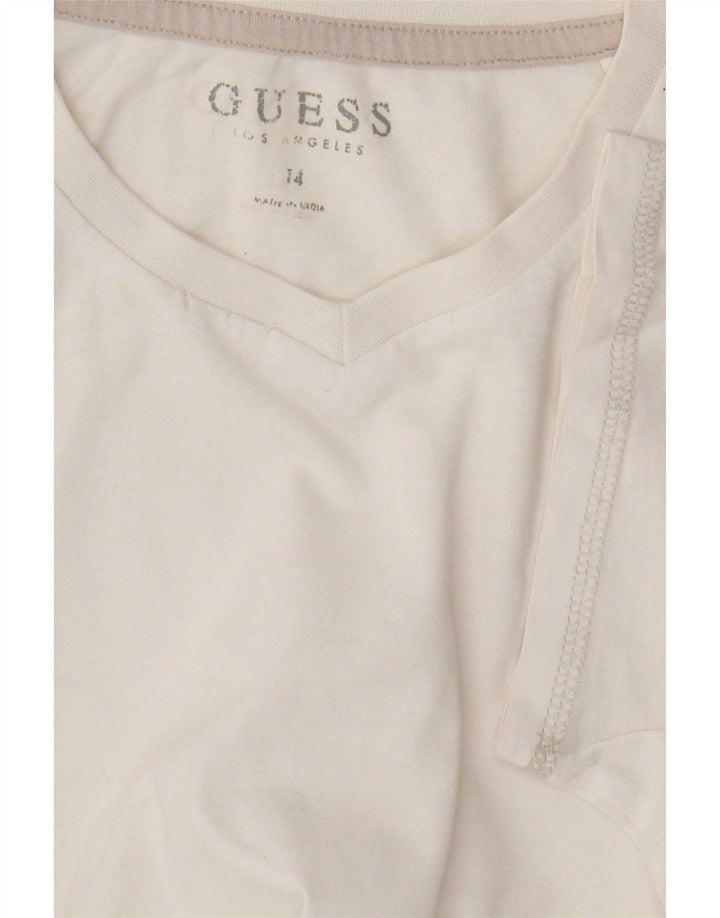 Camiseta feminina Guess com estampa gráfica UK 14 médio branco