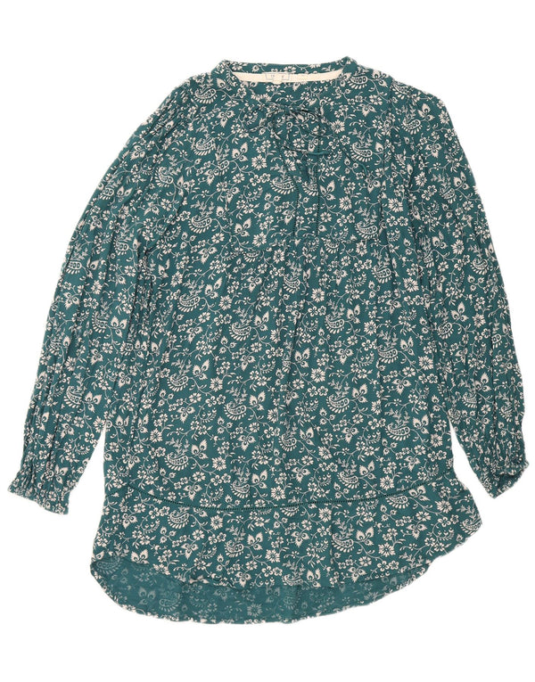 Vestido básico feminino Fat Face UK 12 viscose floral azul médio