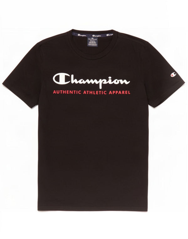 Champion Mens Graphic T-Shirt Top Small Black Cotton