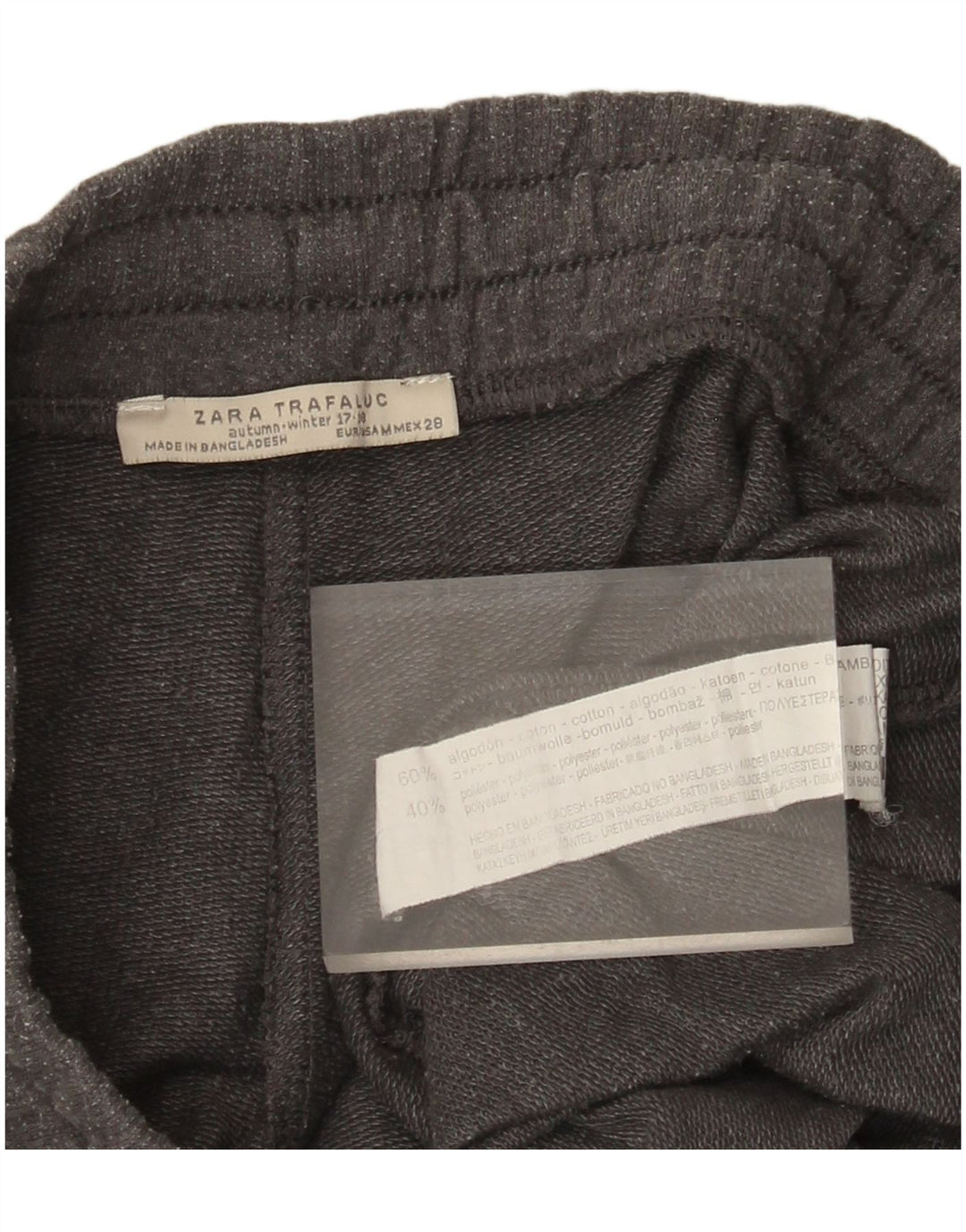 Calça corta-vento feminina Zara UK 12 algodão cinza médio