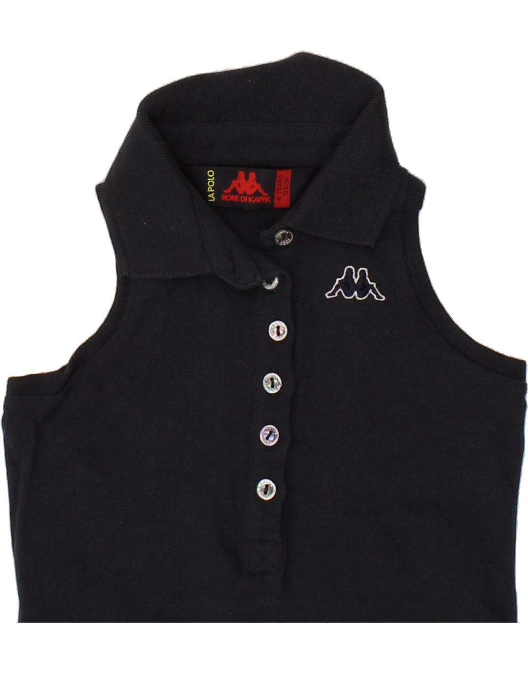 KAPPA Girls Sleeveless Polo Shirt 3-4 Years Navy Blue Cotton Vintage Kappa and Second-Hand Kappa from Messina Hembry 