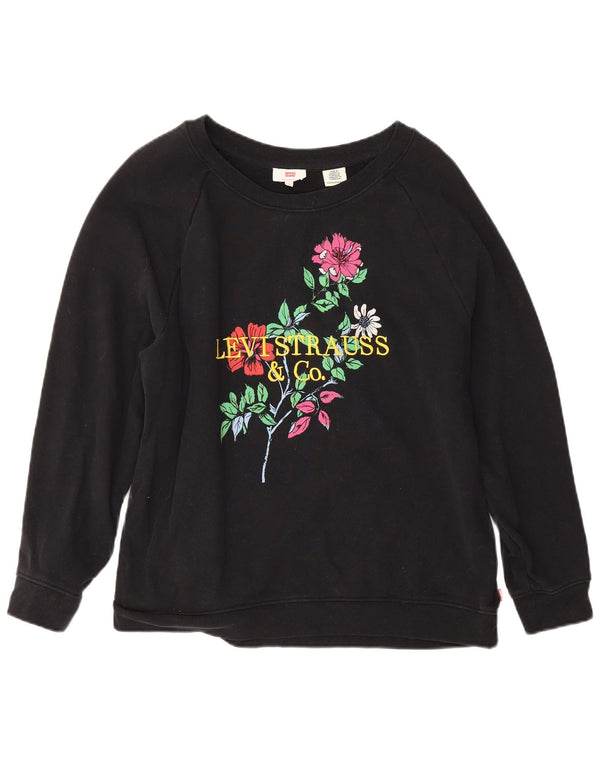 Suéter gráfico feminino Levi's UK 18 XL preto floral