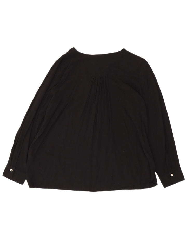 Blusa feminina de manga comprida MARKS & SPENCER UK 16 grande viscose preta