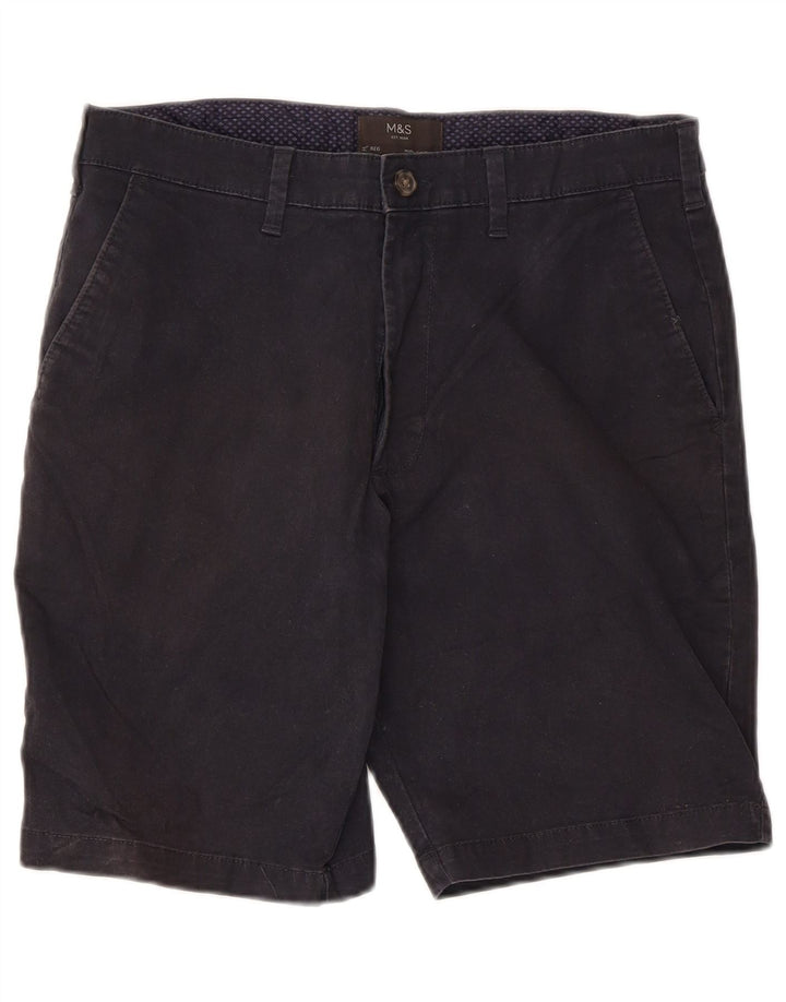 Shorts chino masculino de ajuste regular MARKS & SPENCER W32 algodão azul marinho médio