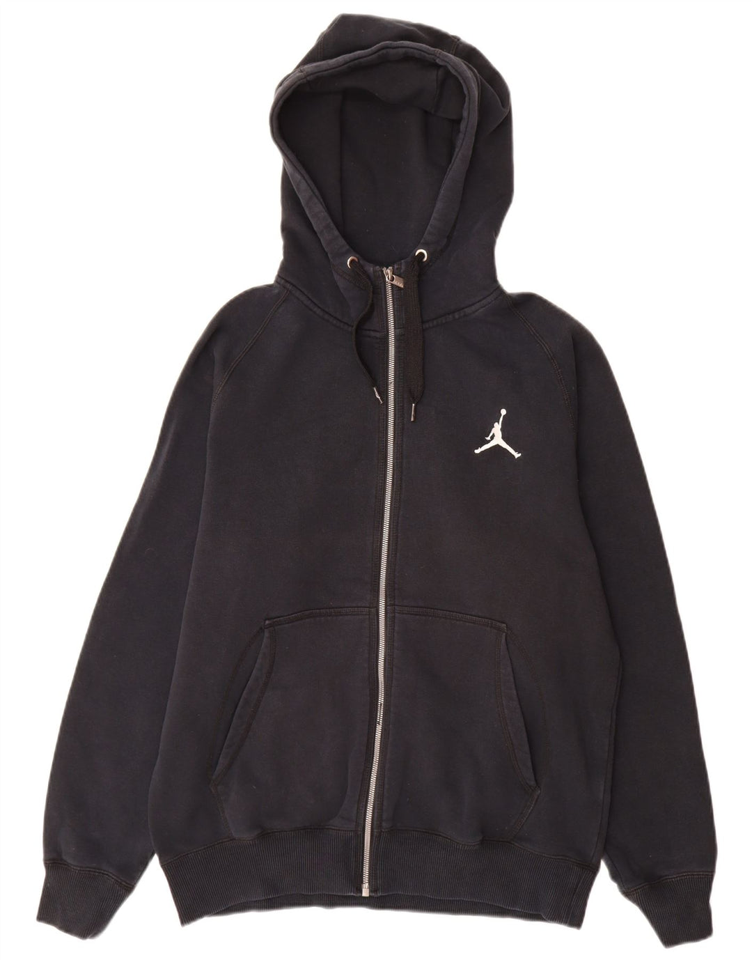 Suéter Jordan masculino com capuz e zíper médio preto algodão