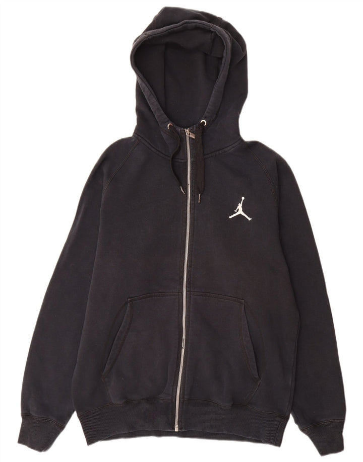 Suéter Jordan masculino com capuz e zíper médio preto algodão