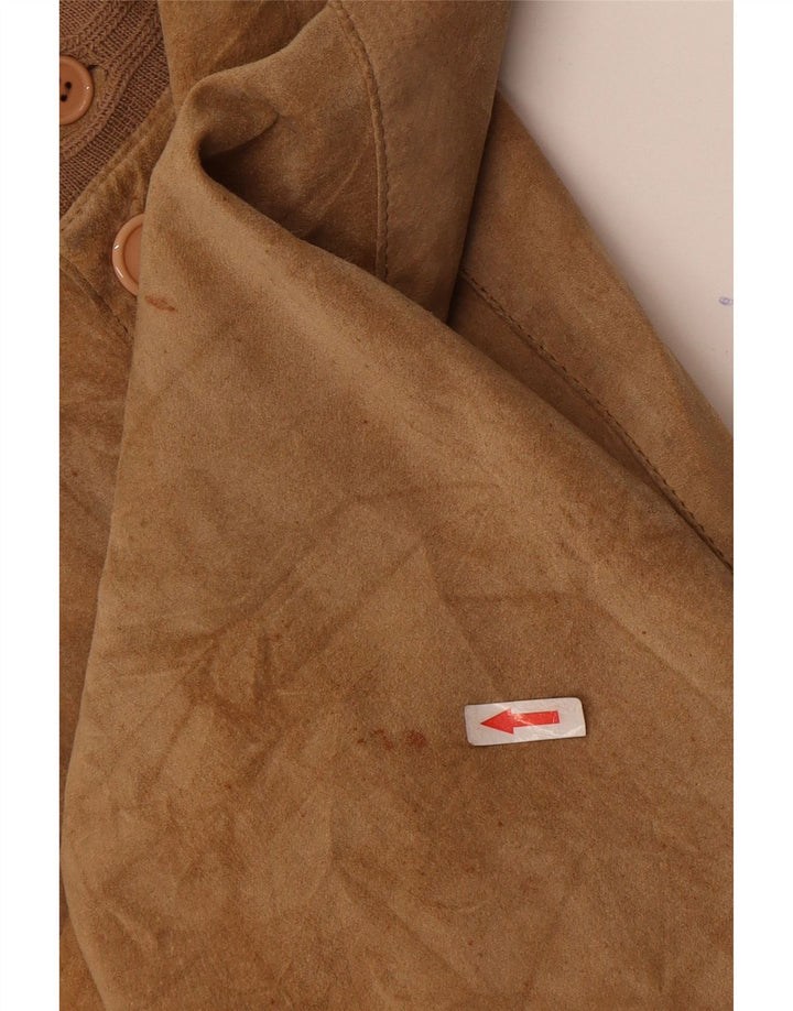 Jaqueta bomber de camurça masculina vintage EU 48 couro bege médio