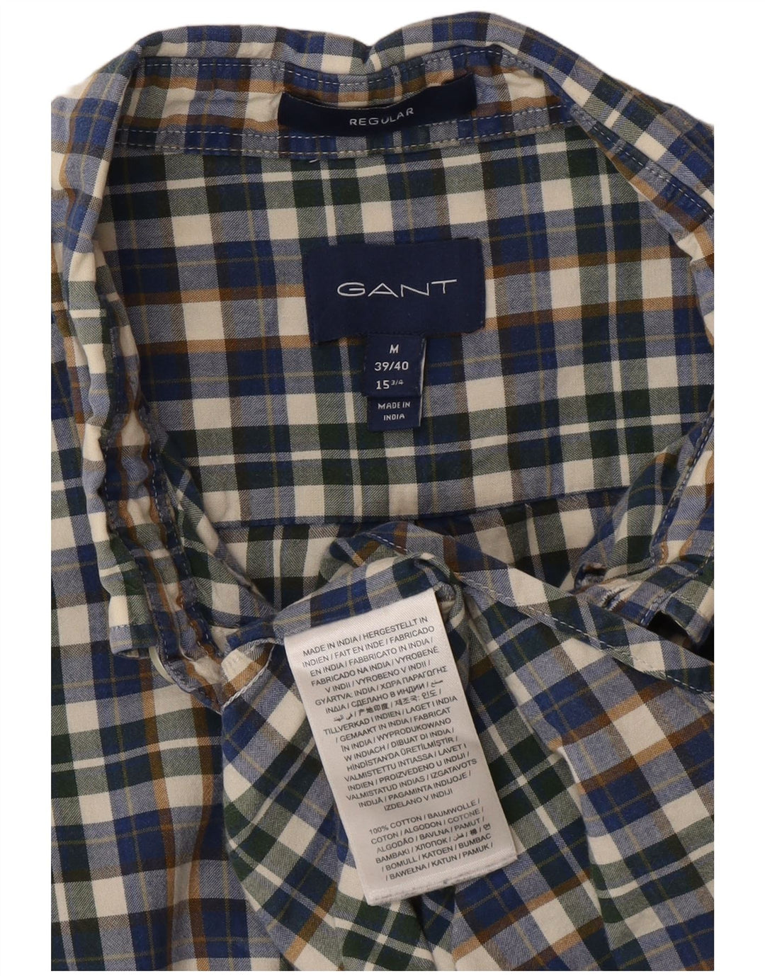 Camisa masculina Gant Regular Fit tamanho 15 1/2 39/40 xadrez multicolorido médio