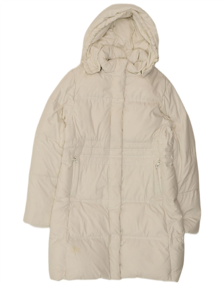 Casaco acolchoado com capuz feminino Gas UK 14 poliéster branco médio