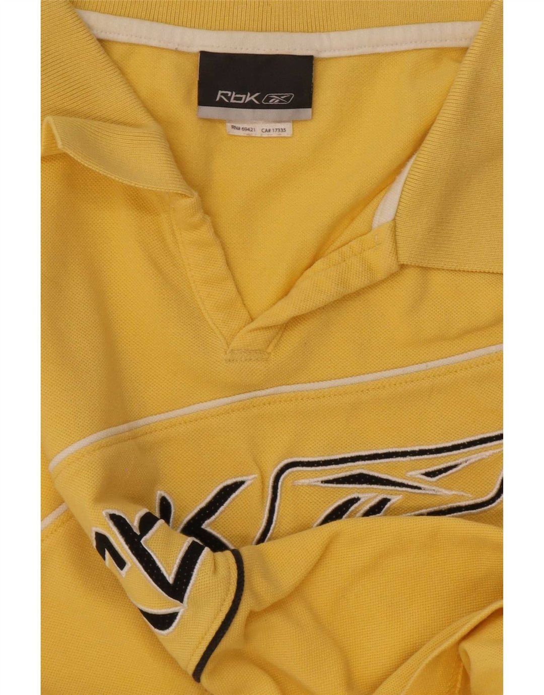 Camisa pólo gráfica masculina Reebok grande algodão amarelo