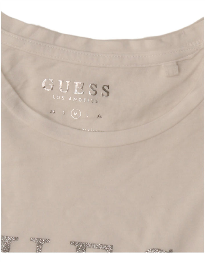 Camiseta feminina Guess com estampa gráfica UK 14 médio branco