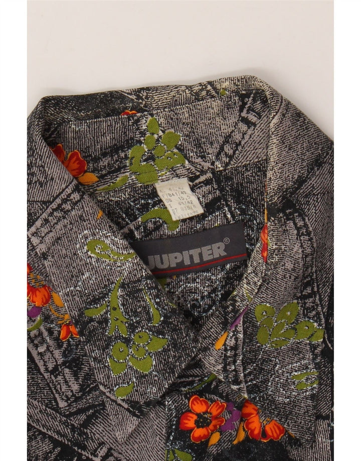 Camisa masculina de manga curta JUPITER tamanho 15 5 cinza médio floral