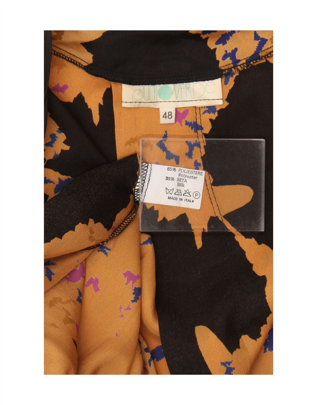 Parte superior abstrata do cardigan do teste padrão das mulheres do vintage poliéster amarelo 48 XL