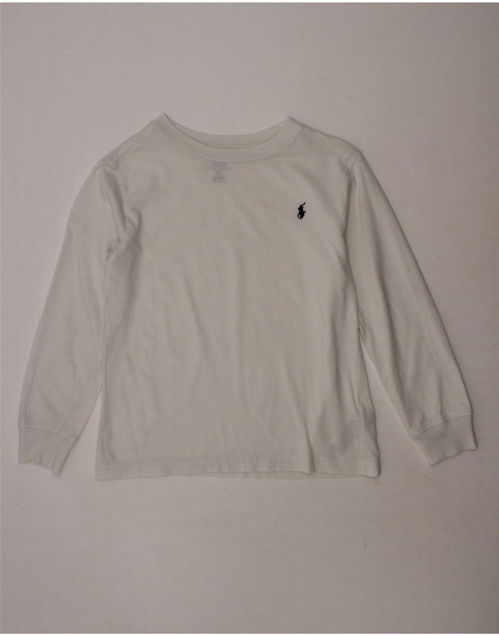 POLO RALPH LAUREN Boys Sweatshirt Jumper 4-5 Years White Cotton Vintage Polo Ralph Lauren and Second-Hand Polo Ralph Lauren from Messina Hembry 