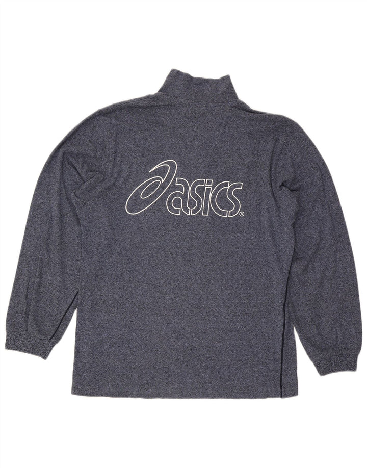 Moletom masculino Asics Graphic Zip Neck Jumper grande azul marinho salpicado
