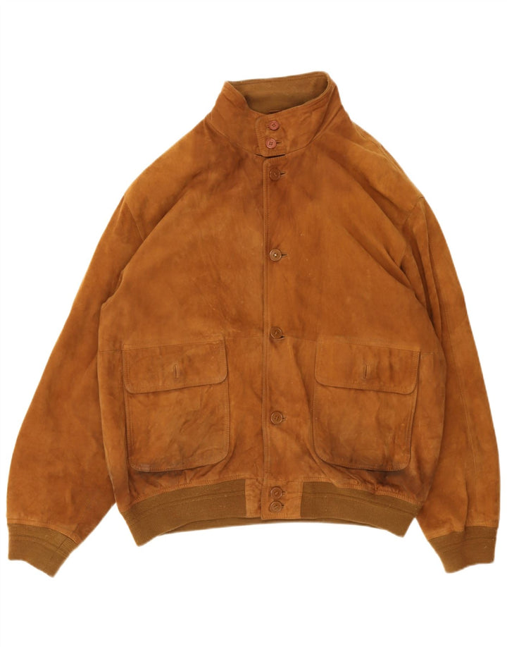 Jaqueta bomber masculina vintage de camurça IT 54 2XL marrom